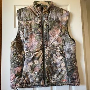 APX Russell Outdoors Camo Hunting Vest Insulated Full Zip Puffy Green Brown L